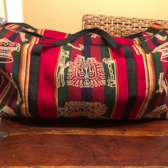 Duffel Bag - woven Peruvian multicolor - Large 24”x 13” x 12” Pre-owned - Picture 1 of 12
